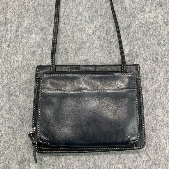 VTG Fossil Black Pebbled Leather Crossbody Purse Bag (8.5"x7") - Picture 2 of 10